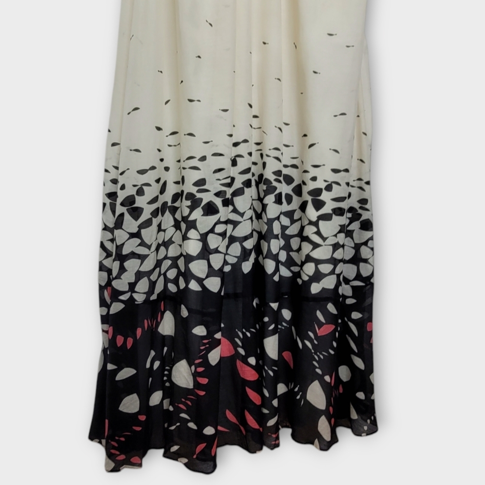 Anthropologie Black and Cream Sleeveless Plunge Gown - Picture 4 of 8